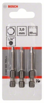 Насадка-бита 3 шт Extra Hart HEX 3, 49 mm 2607001732 (2.607.001.732)